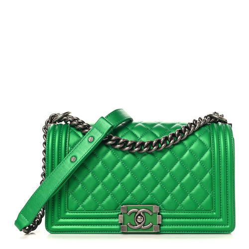 Medium Quilted Calfskin Flap Shoulder Bag - Green
