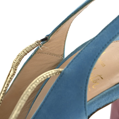 Christian Louboutin Veau Velours Spritney 100 Women's Peep Toe Pumps Blue