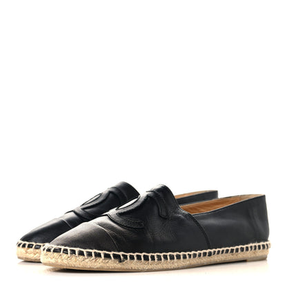 Chanel Lambskin Women's CC Espadrilles 38 Black