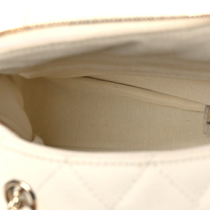 Small Quilted Caviar Backpack - White