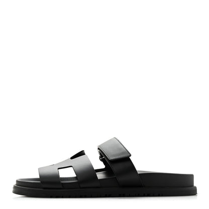 Hermes Calfskin Women's Chypre Sandals 39 Black
