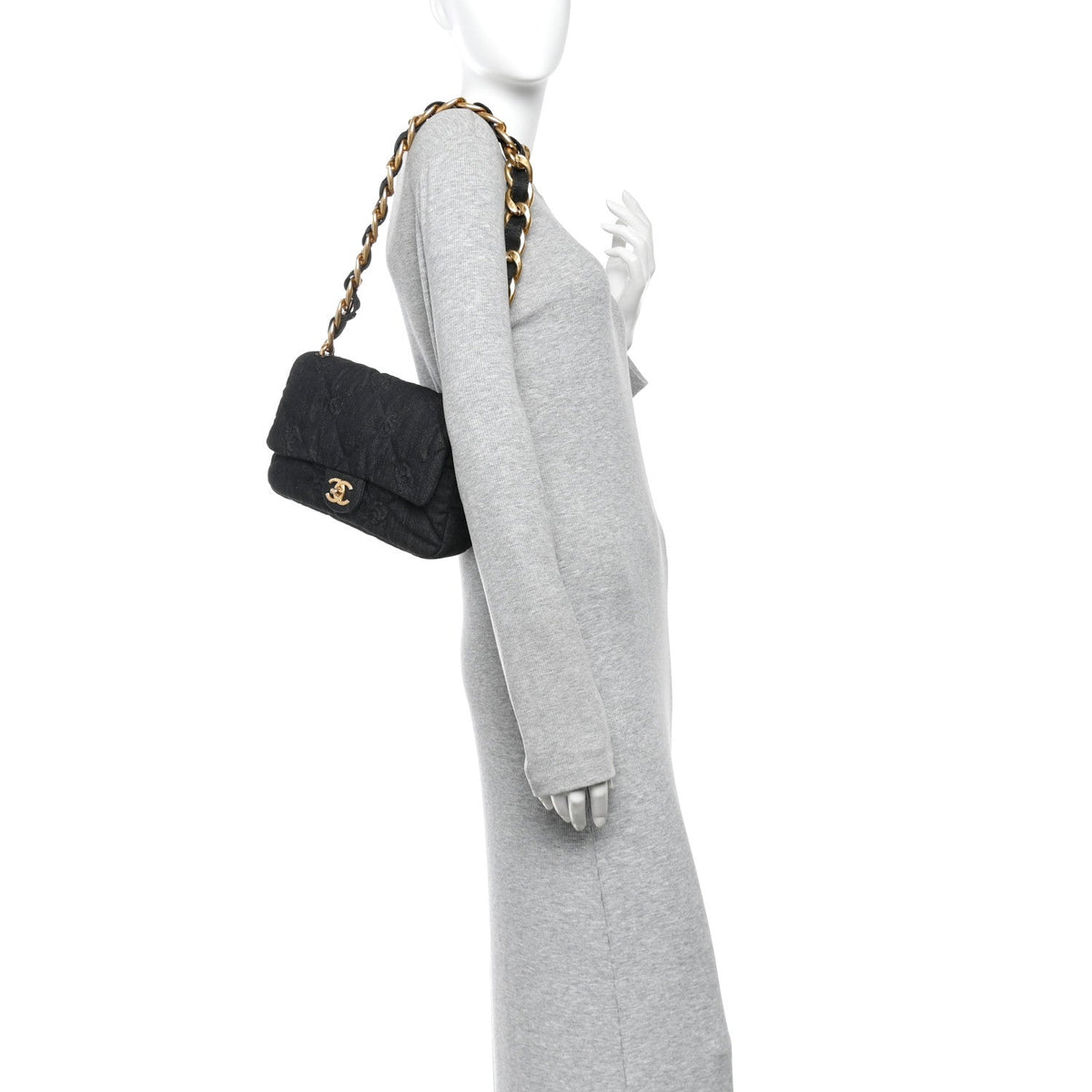 Medium Quilted Flap Shoulder Bag - Black