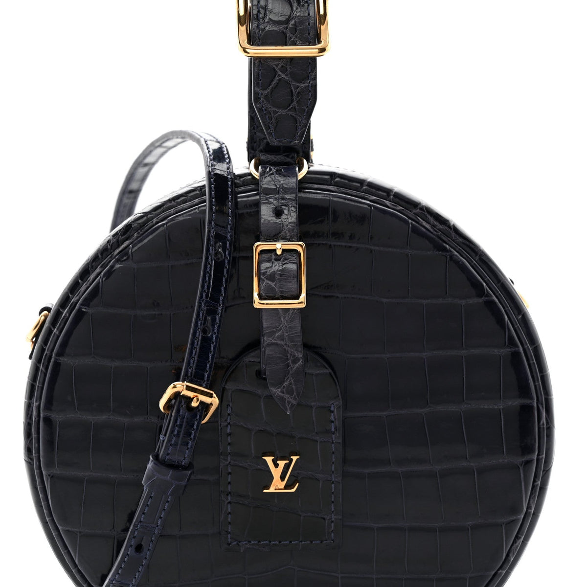 Crocodile Petite Boite Chapeau Navy Handbag