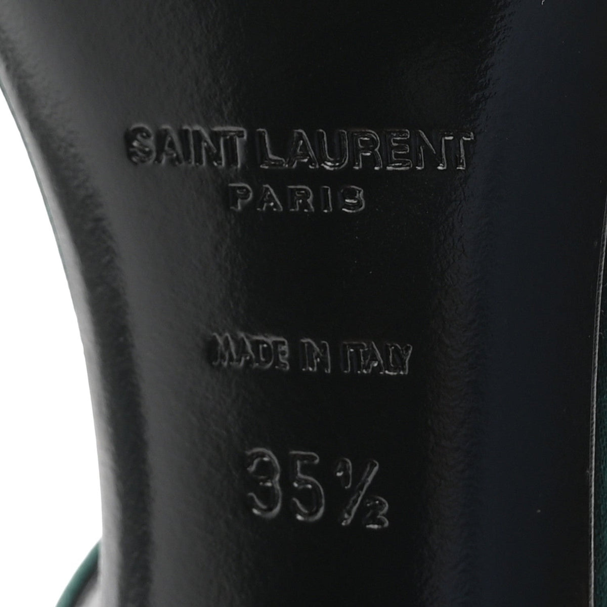 Saint Laurent Crepe Satin Women's Martha Mule 110 Sandals 35.5 Dorian Green