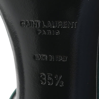 Saint Laurent Crepe Satin Women's Martha Mule 110 Sandals 35.5 Dorian Green