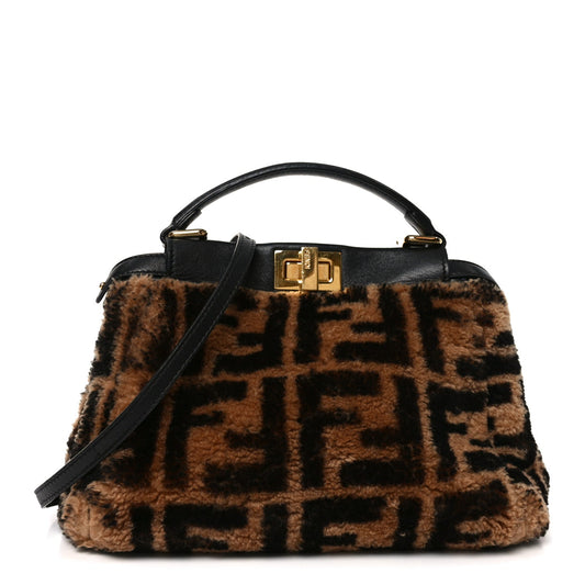 Mini Shearling Nappa Satchel Bag - Black