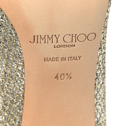 Jimmy Choo Glitter Fabric Women's Evelyn Peep Toe Pumps 40.5 Champagne
