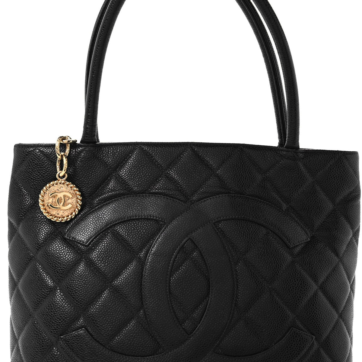 Quilted Caviar Tote Bag - Black
