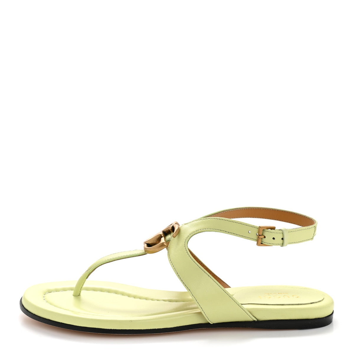 Calfskin Double G Thong Flat Sandals Pistachio Green