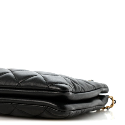 Quilted Lambskin Shoulder Bag - Black
