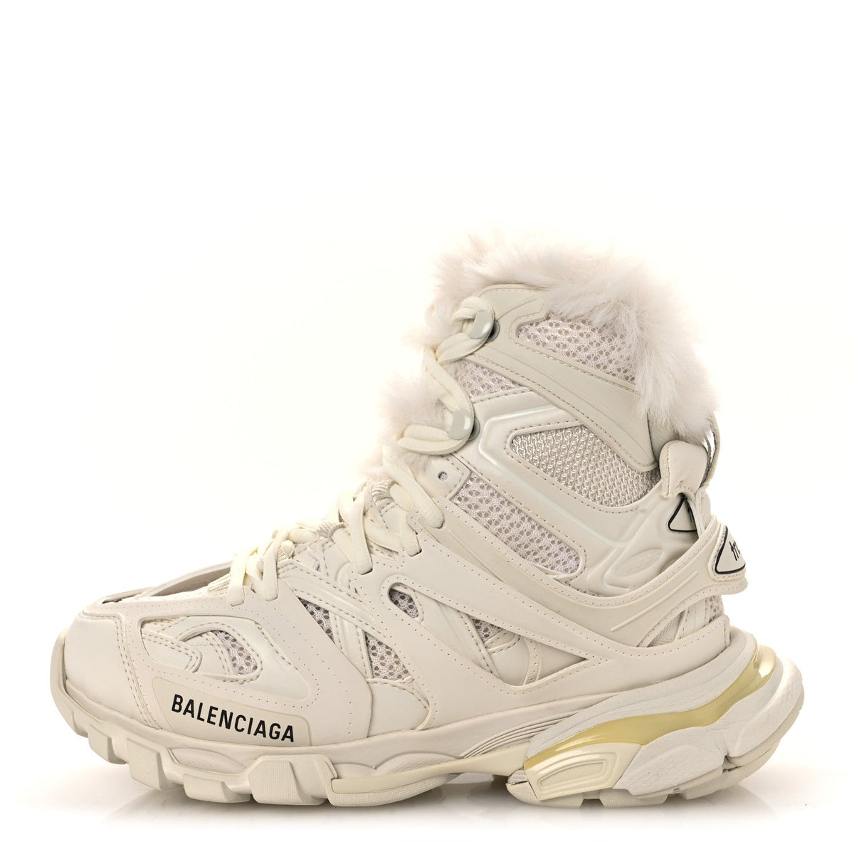 Balenciaga Mesh Nylon Faux Fur Women's Track Hike Sneakers White