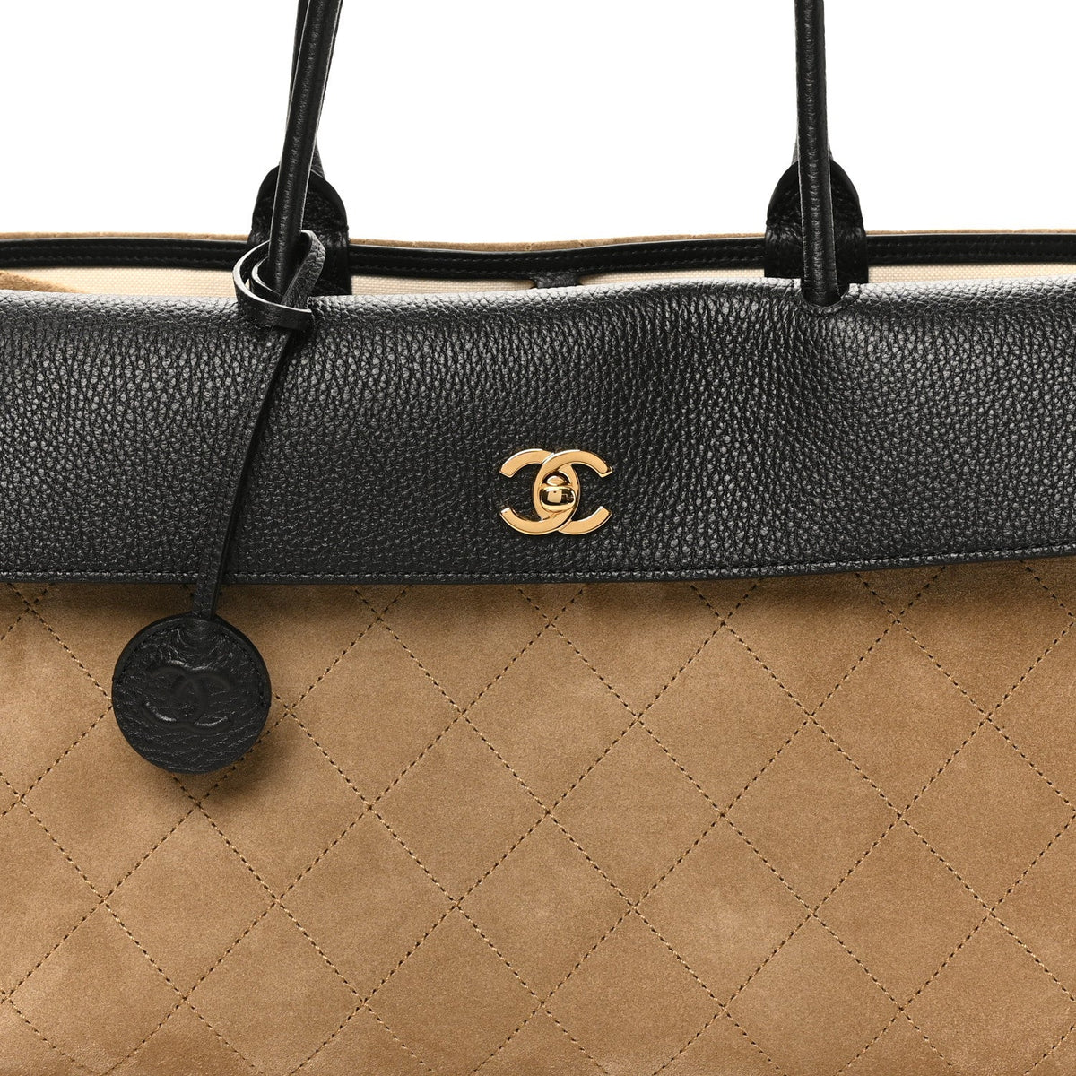 Calfskin Suede Handbag - Beige