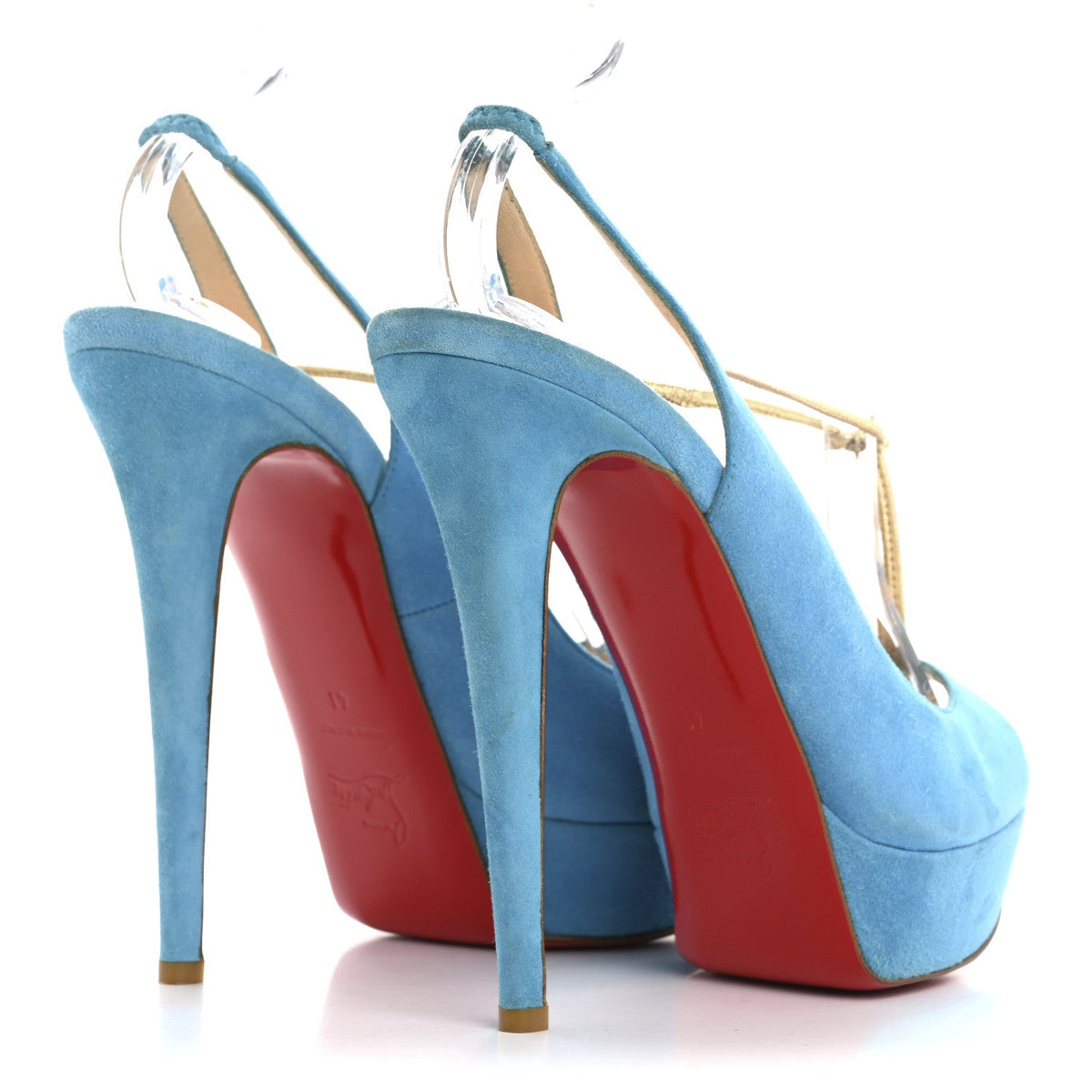 Christian Louboutin Suede Women's Spritney 100 Peep Toe Pumps 41 Blue