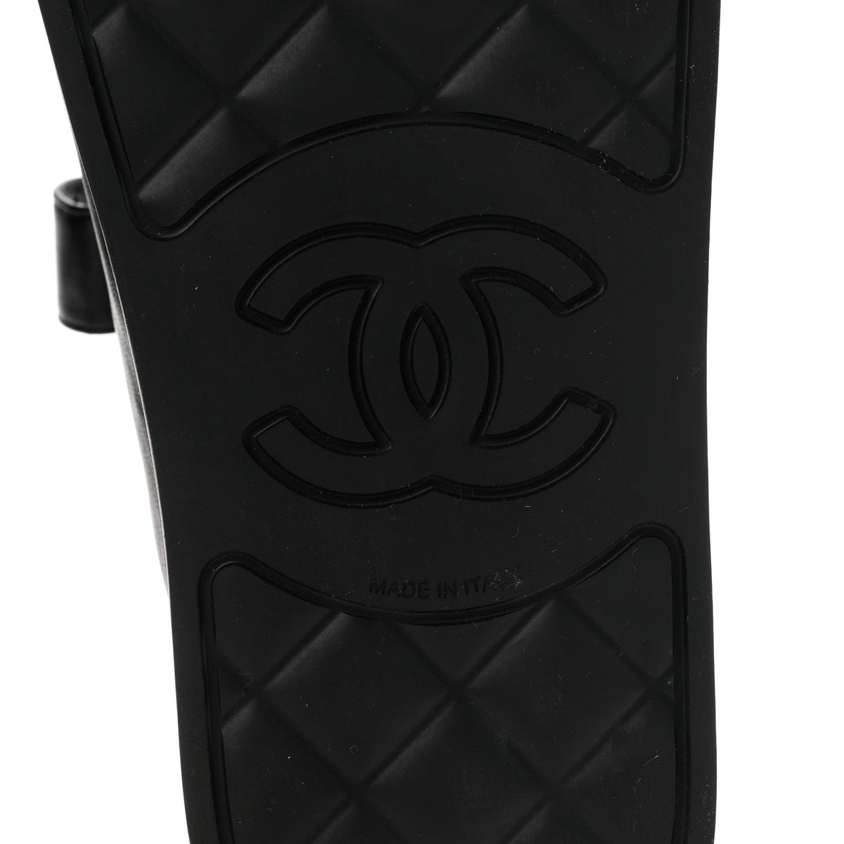 Chanel Lambskin Velcro Dad Chain CC Women's Slide Sandals Black
