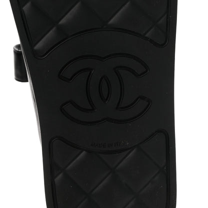 Chanel Lambskin Velcro Dad Chain CC Women's Slide Sandals Black