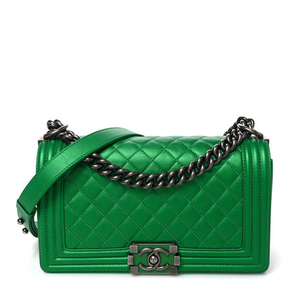 Medium Quilted Calfskin Flap Shoulder Bag - Green