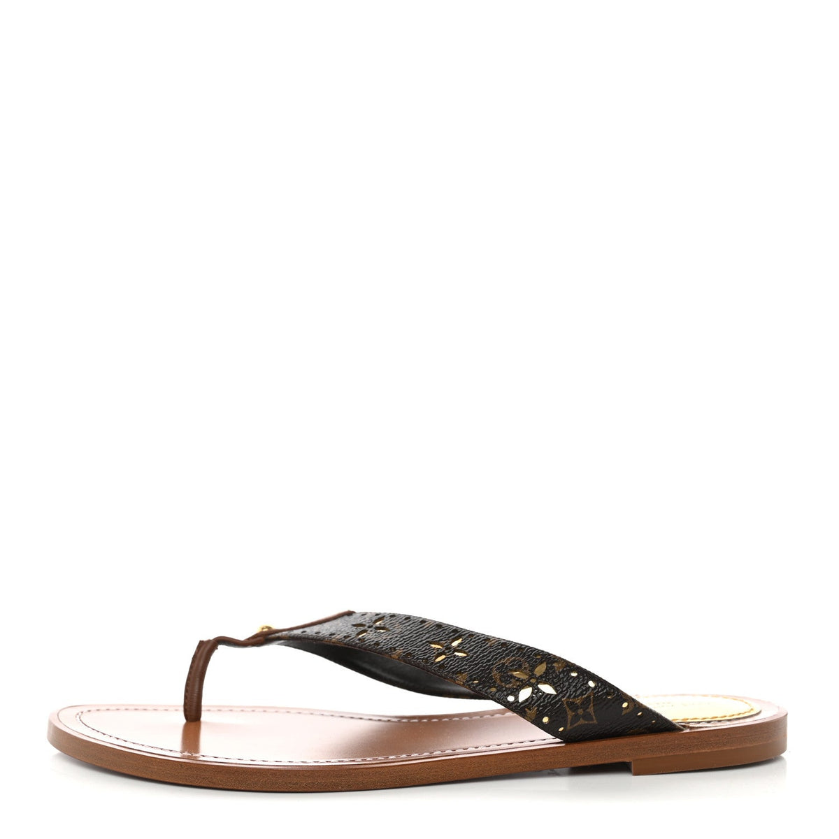 Monogram Sunny Flat Thong Sandals Brown