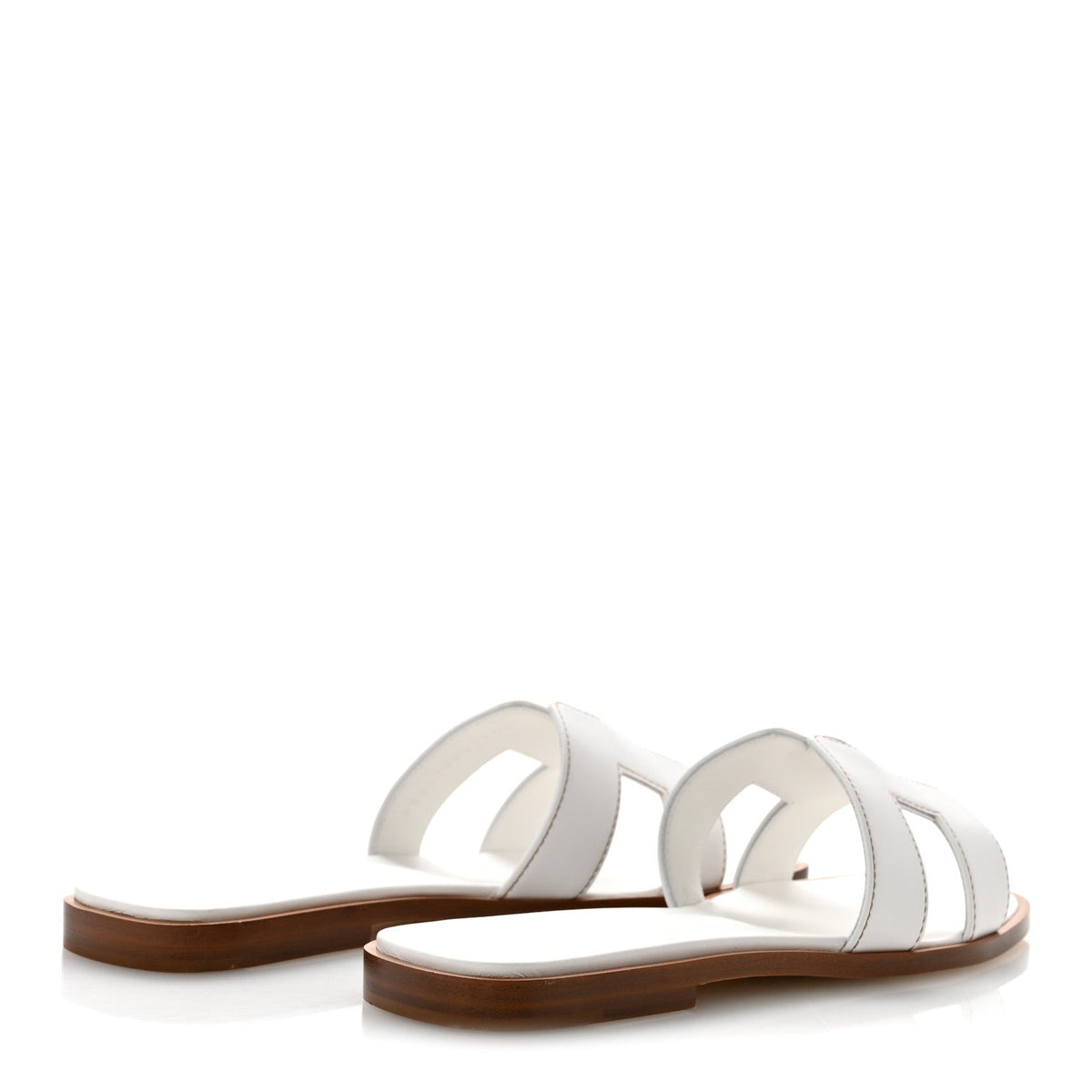 Hermes Box Calfskin Women's Oran Sandals 36 White