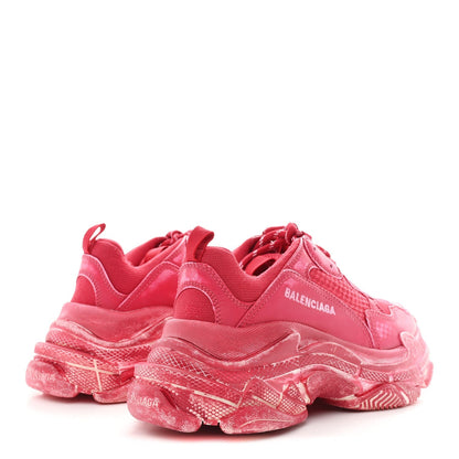 Balenciaga Fabric Mesh Women's Triple S Sneakers 38 Red