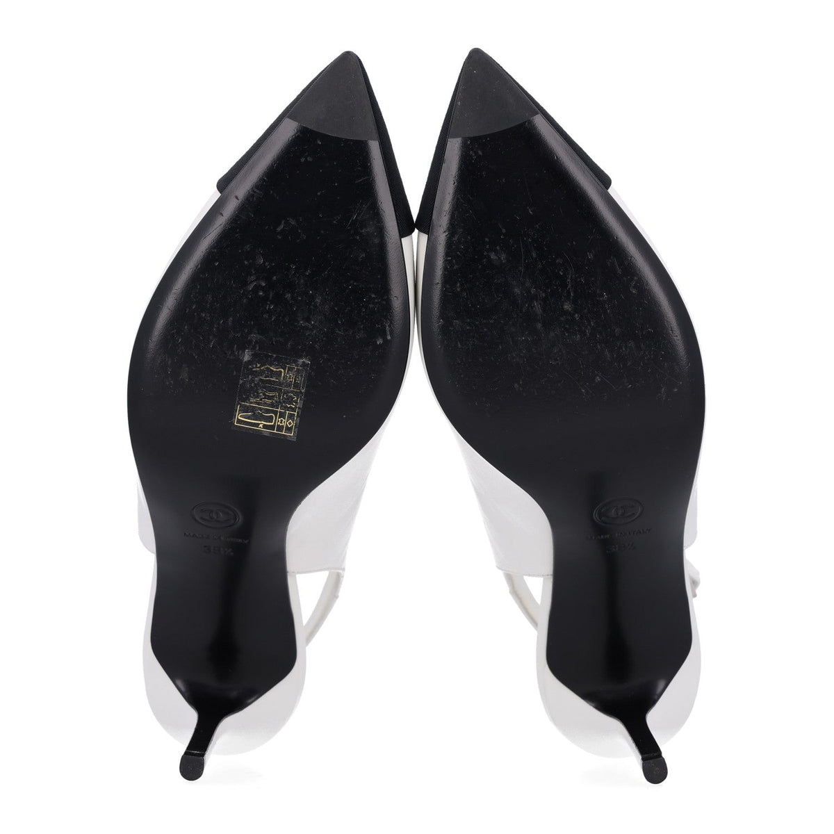 Chanel Goatskin Grosgrain CC Pointed Women's Slingback Pumps