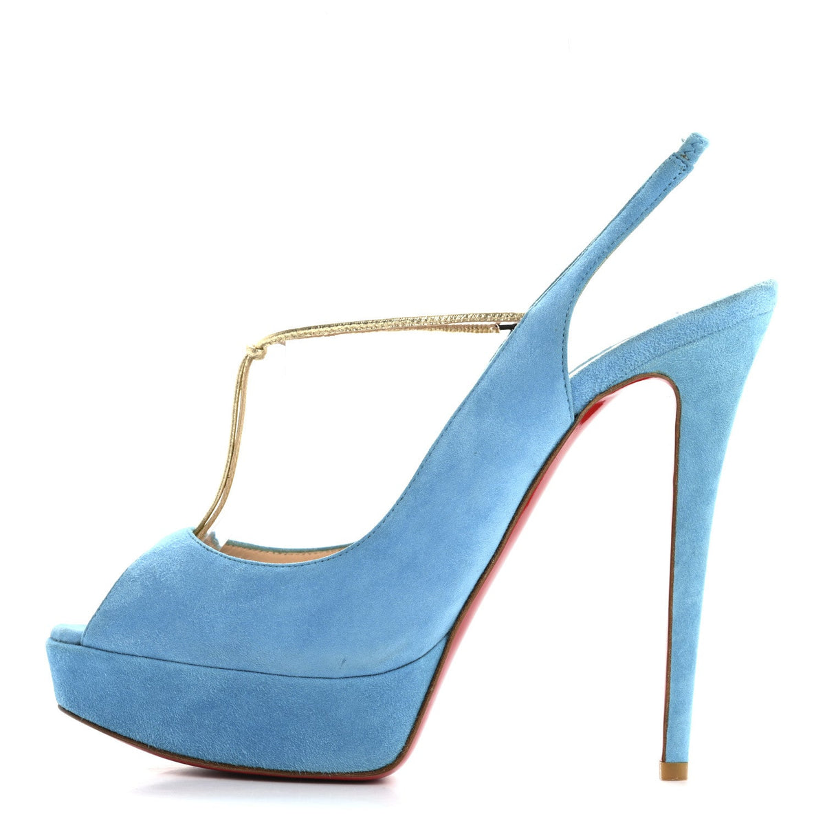 Christian Louboutin Suede Women's Spritney 100 Peep Toe Pumps 41 Blue