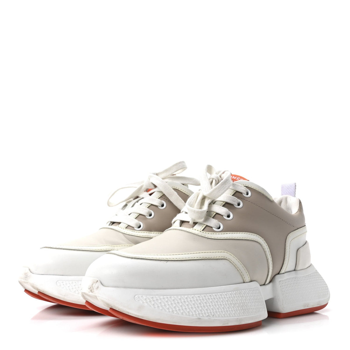 Hermes Calfskin Women's Giga Sneakers 37 Multicolor White