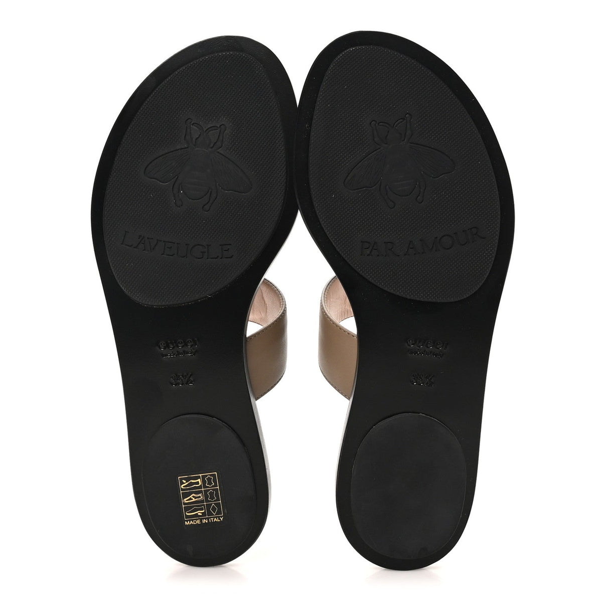 Gucci Calfskin Women's GG Marmont Thong Sandals 35.5 Mud