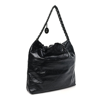 Large Quilted Calfskin Handbag - Black