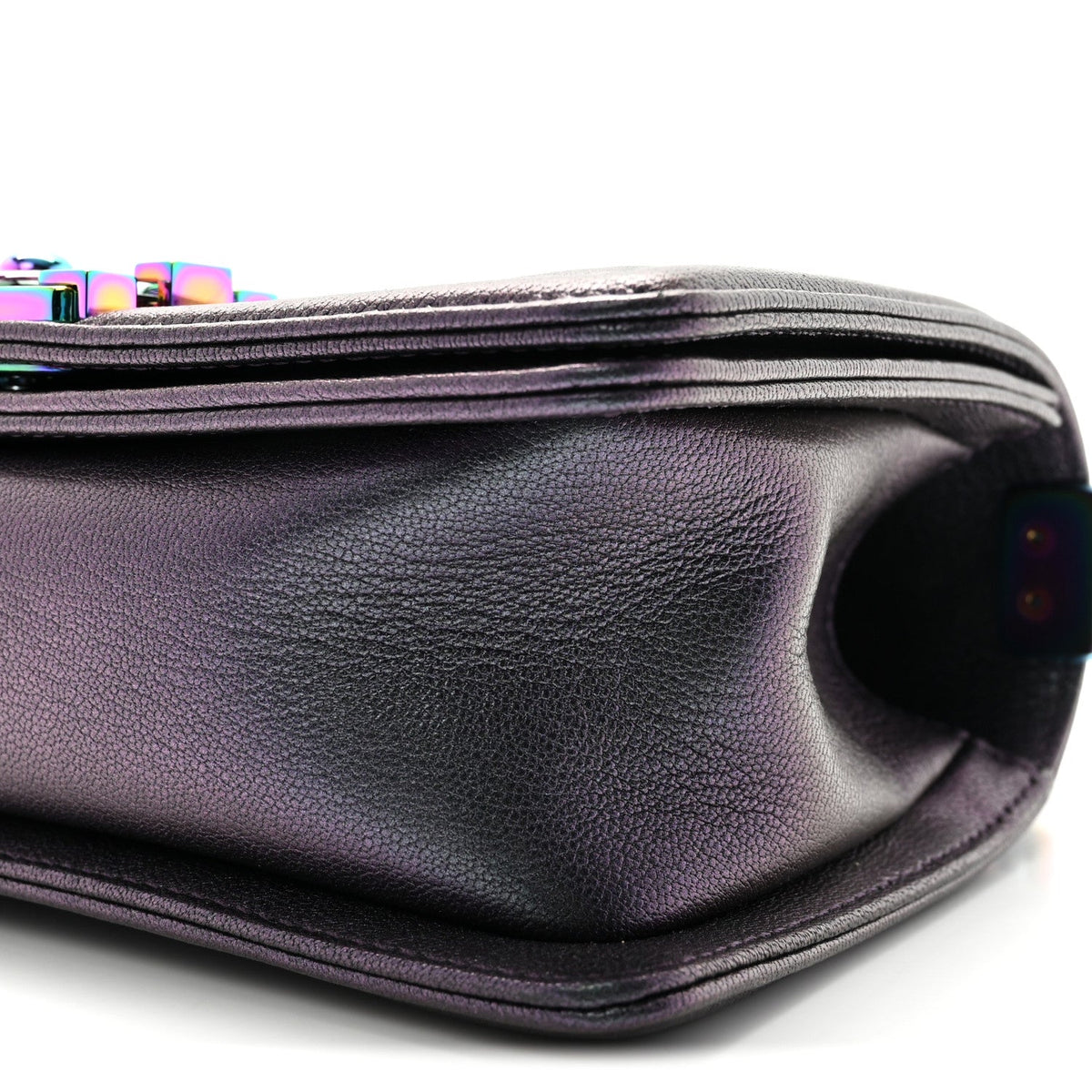 Small Quilted Goatskin Flap Shoulder Bag - Purple