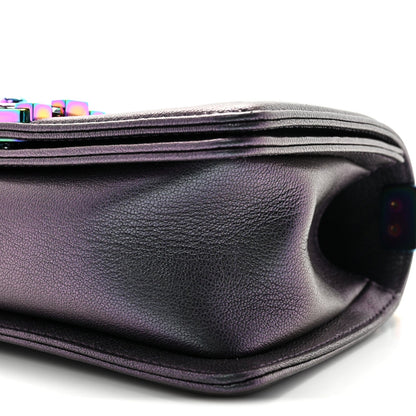 Small Quilted Goatskin Flap Shoulder Bag - Purple