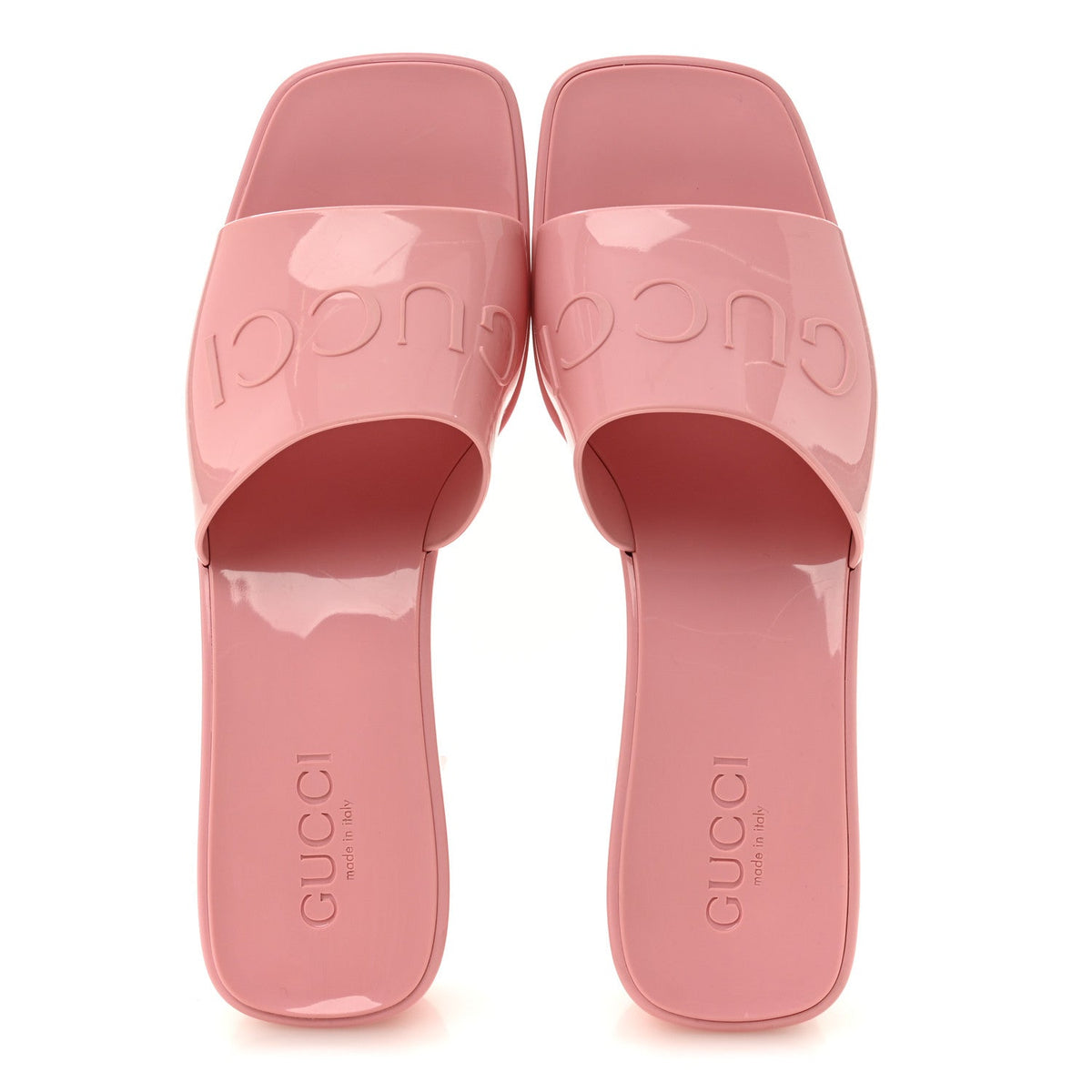 Gucci Rubber Women's Platform Logo Slide Sandals 38 Wild Rose
