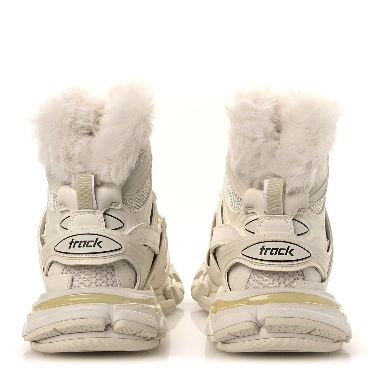 Balenciaga Mesh Nylon Faux Fur Women's Track Hike Sneakers 37 White