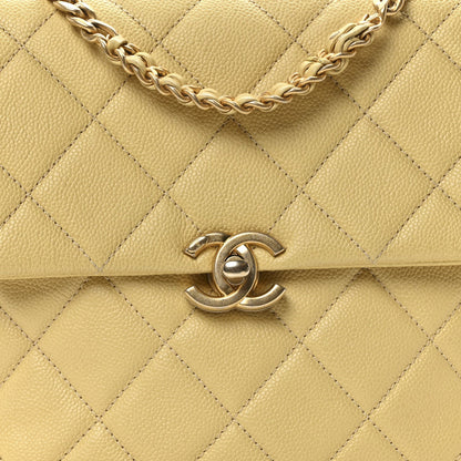 Quilted Caviar Backpack - Yellow
