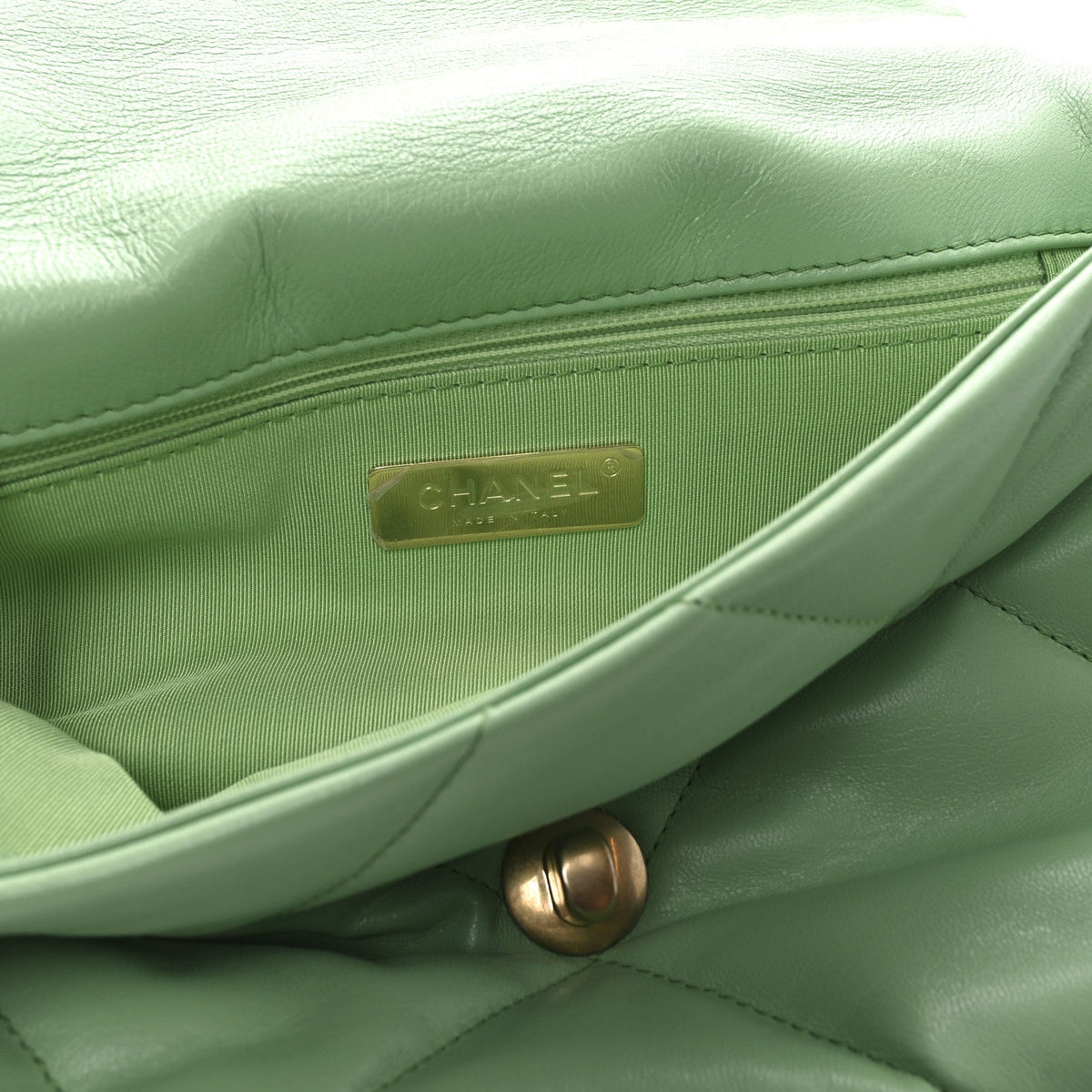 Medium Quilted Goatskin Flap Shoulder Bag - Light Green