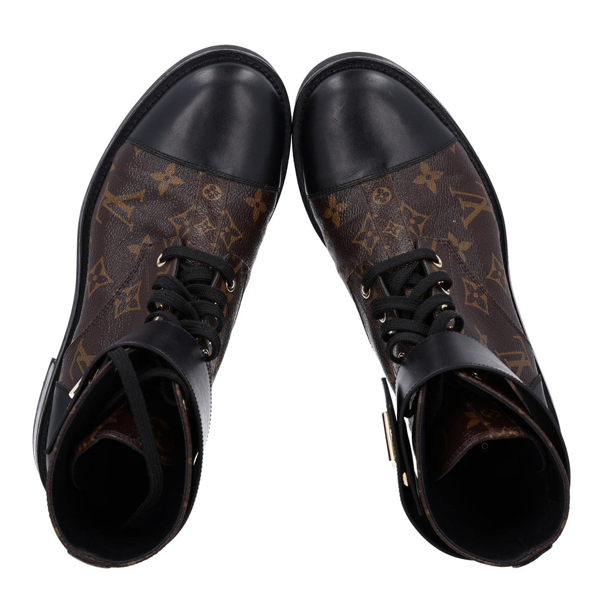 Louis Vuitton Calfskin Monogram Women's Wonderland Ranger Boots 38 Black