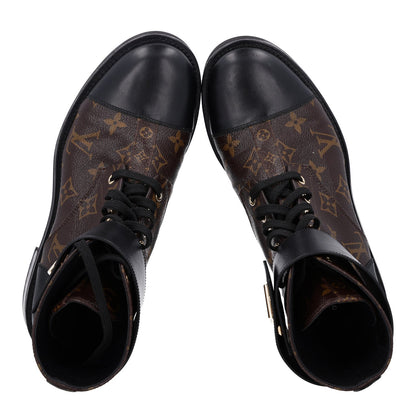 Louis Vuitton Calfskin Monogram Women's Wonderland Ranger Boots 38 Black