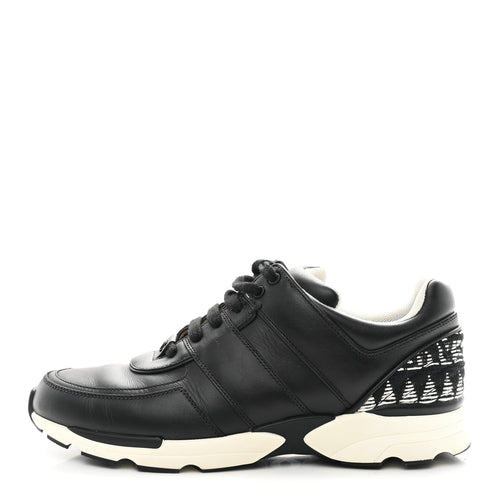 Calfskin Tweed CC Sneakers Black White