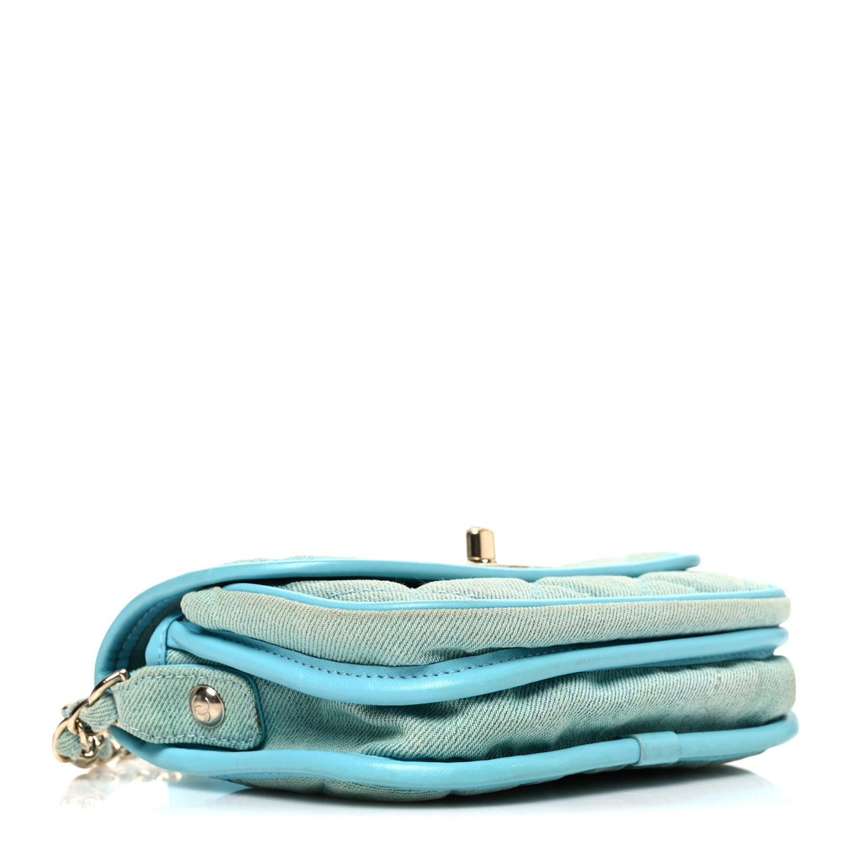 Small Quilted Flap Shoulder Bag - Blue