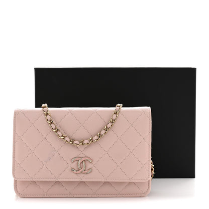 Quilted Caviar Wallet Bag - Pink