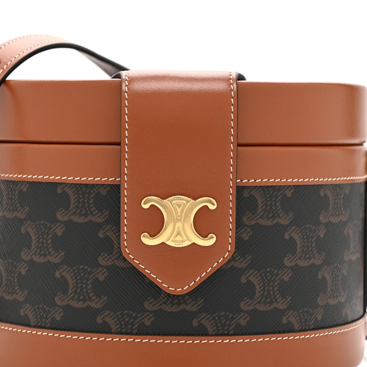 Medium Calfskin Canvas Handbag - Tan