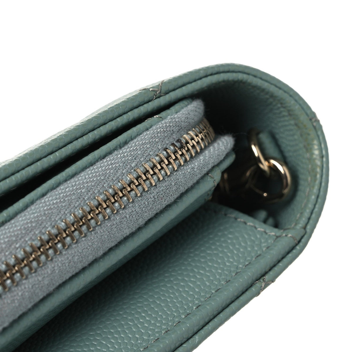 Quilted Caviar Wallet Bag - Light Blue