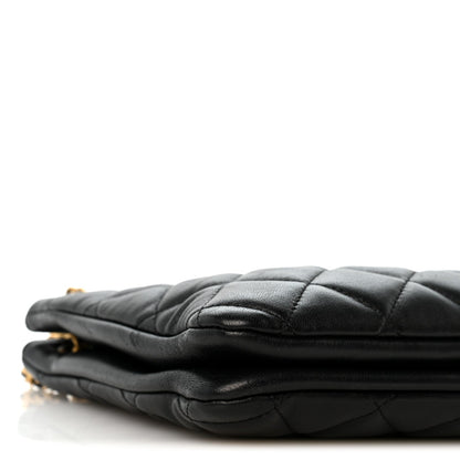 Quilted Lambskin Shoulder Bag - Black