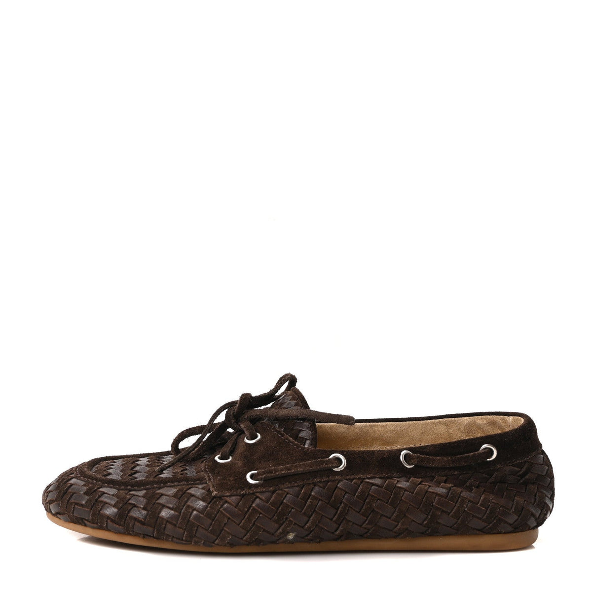 Miu Miuscamosciato Nappa Aviator Woven Boat Shoes Moro