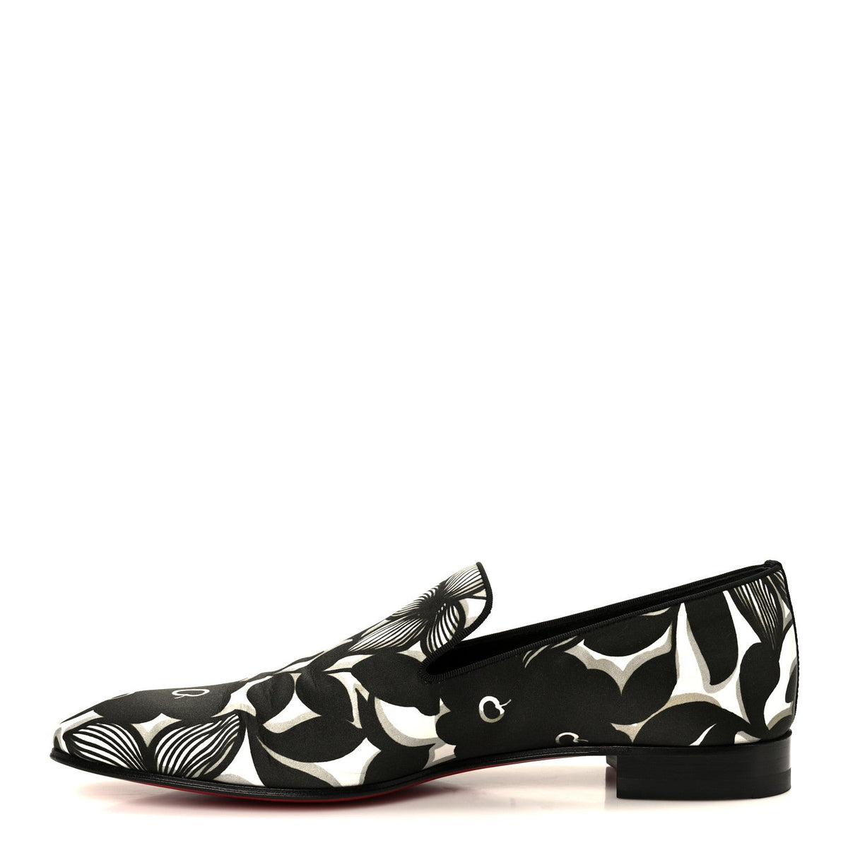 Satin Petunia Dandelion Flat Loafers Black White