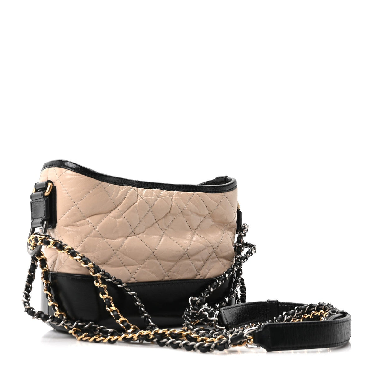 Small Quilted Calfskin Hobo Bag - Beige