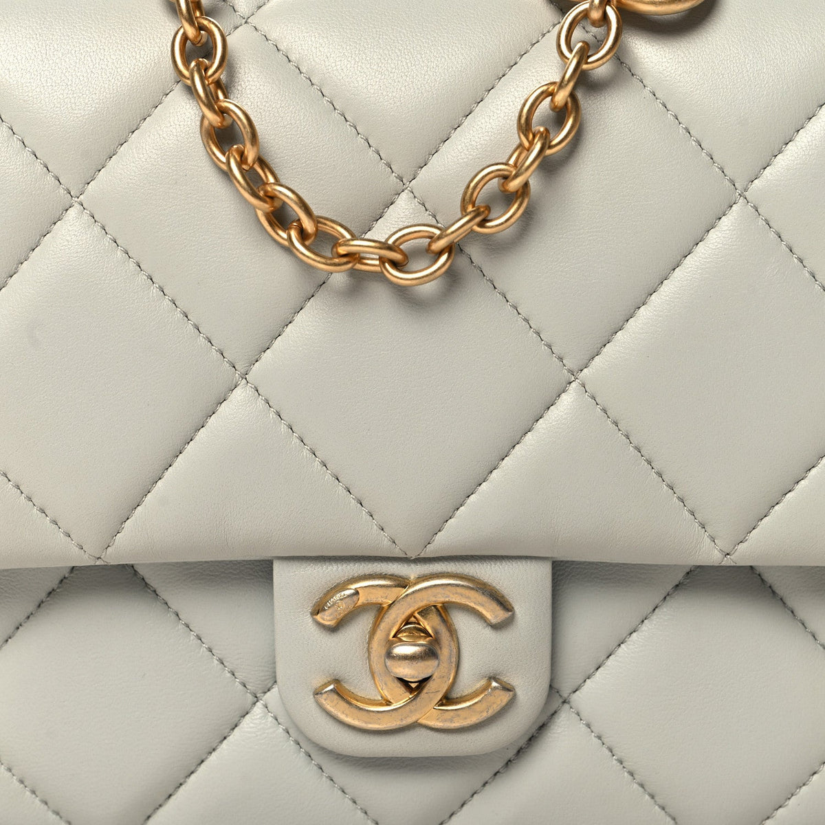 Mini Quilted Lambskin Flap Shoulder Bag - Light Blue