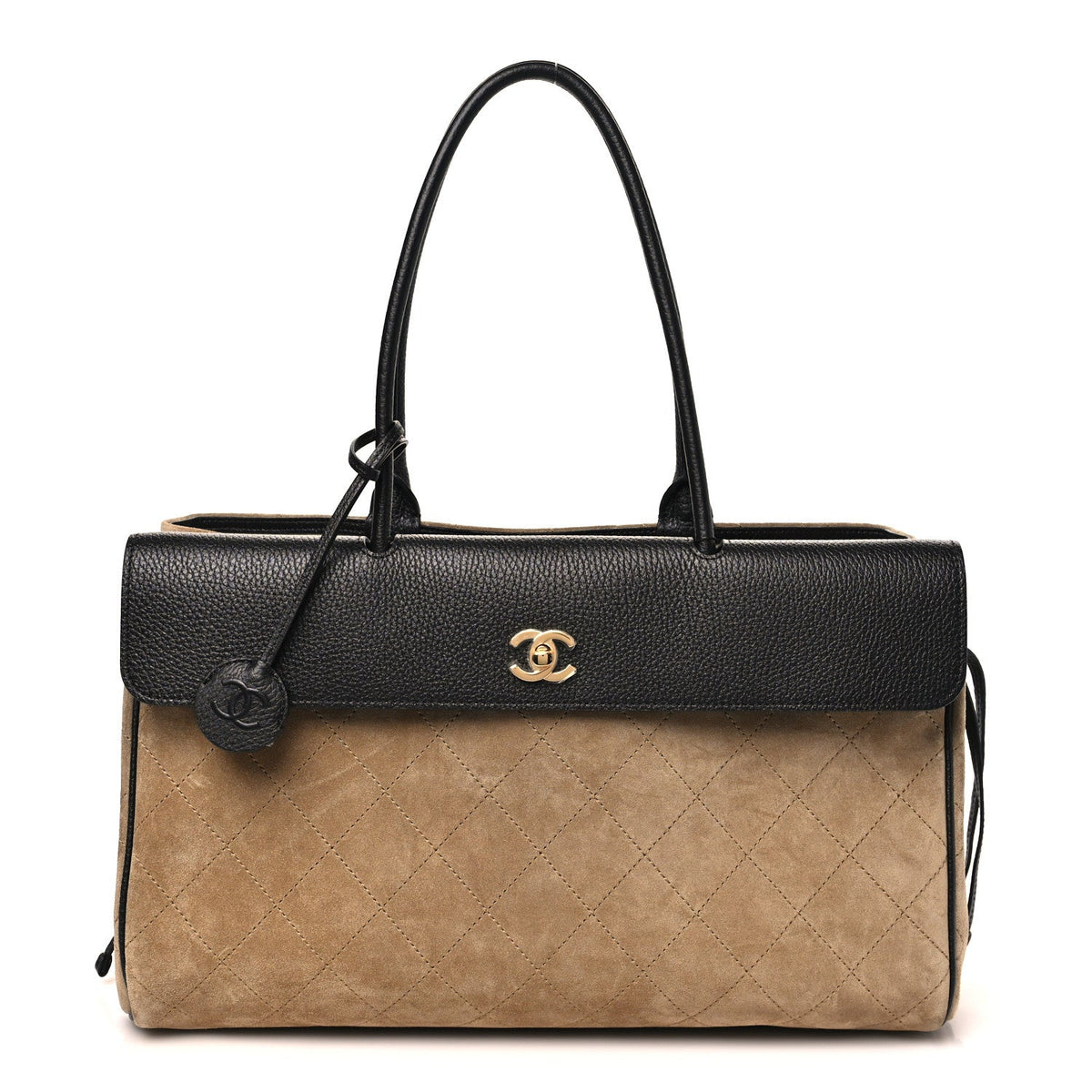 Calfskin Suede Handbag - Beige