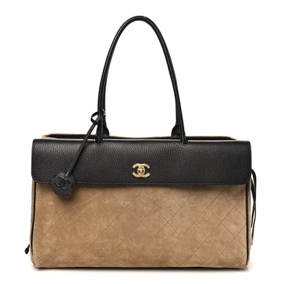 Calfskin Suede Handbag - Beige