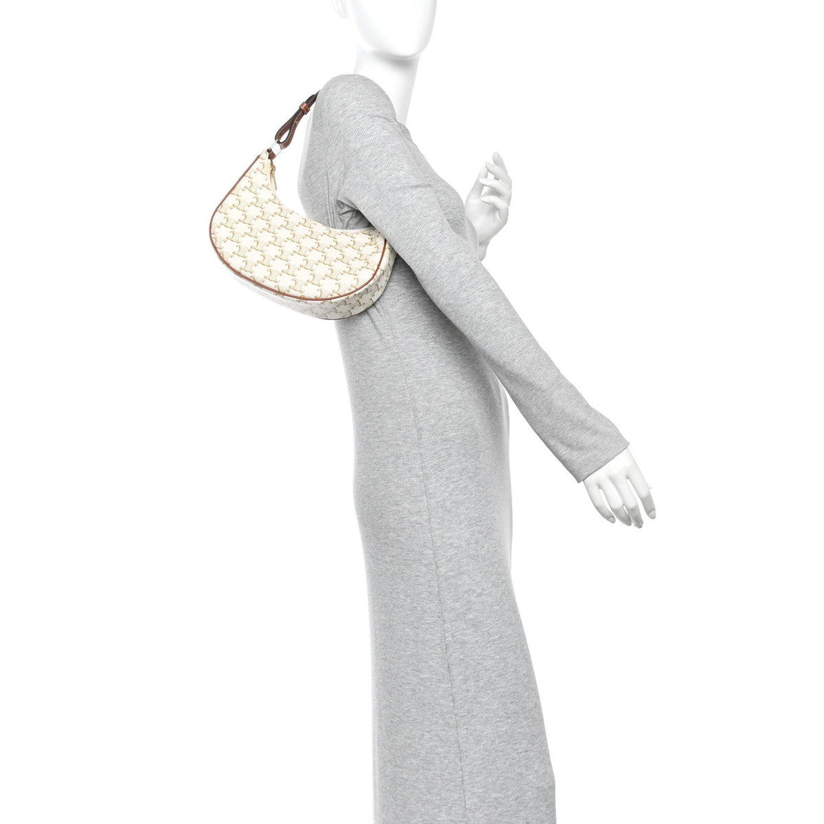 Calfskin Canvas Shoulder Bag - White