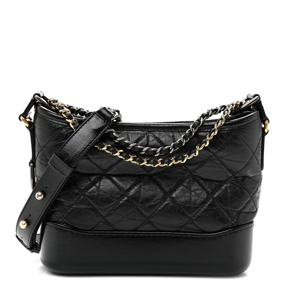 Small Quilted Calfskin Hobo Bag - Black